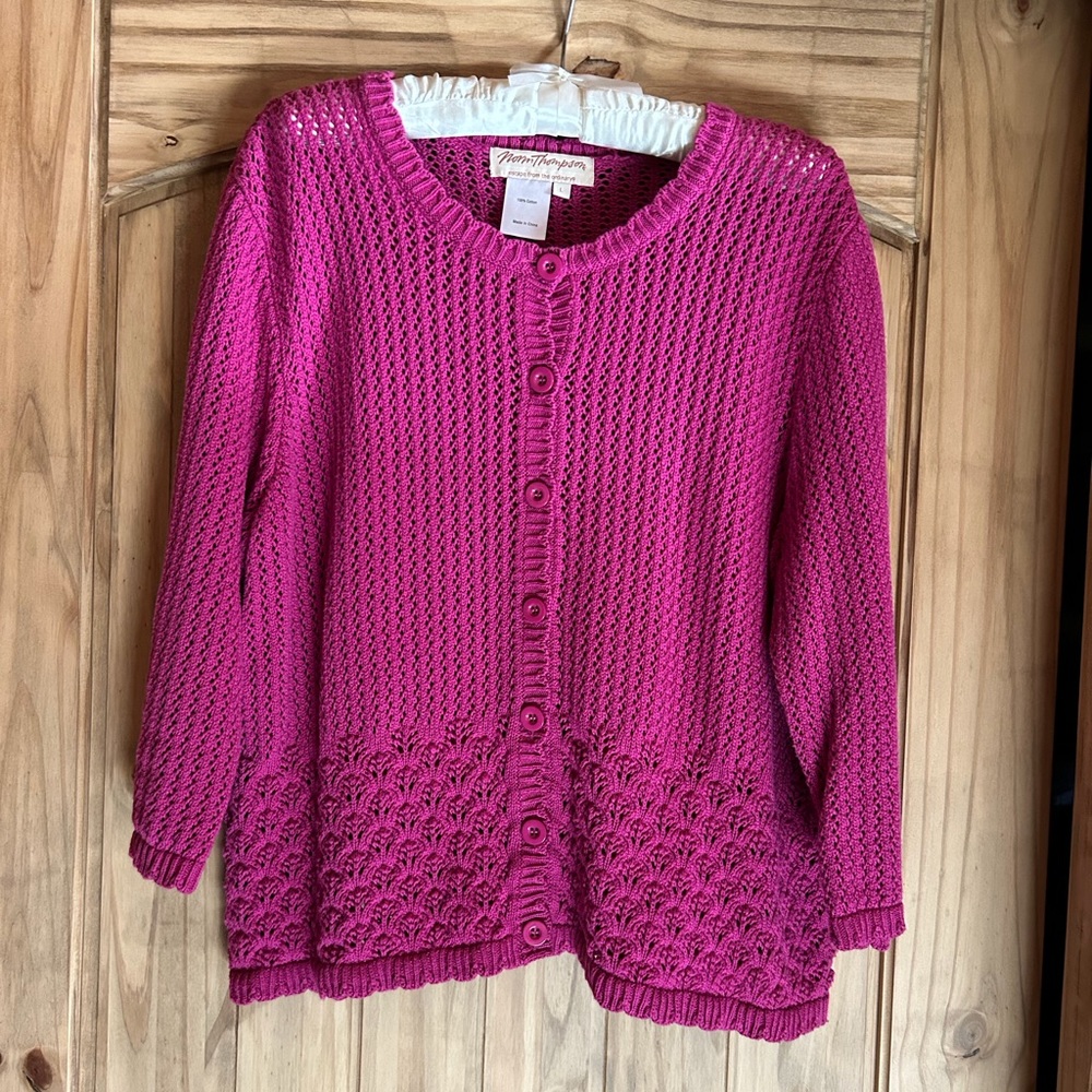Norm Thompson Cardigan, women’s size Large, Fuchsia